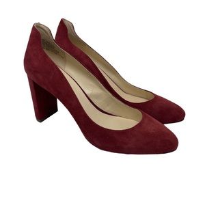Nine West Suede Journa Closed Toe Classic Pumps Wine Women's Size 9M Burgundy